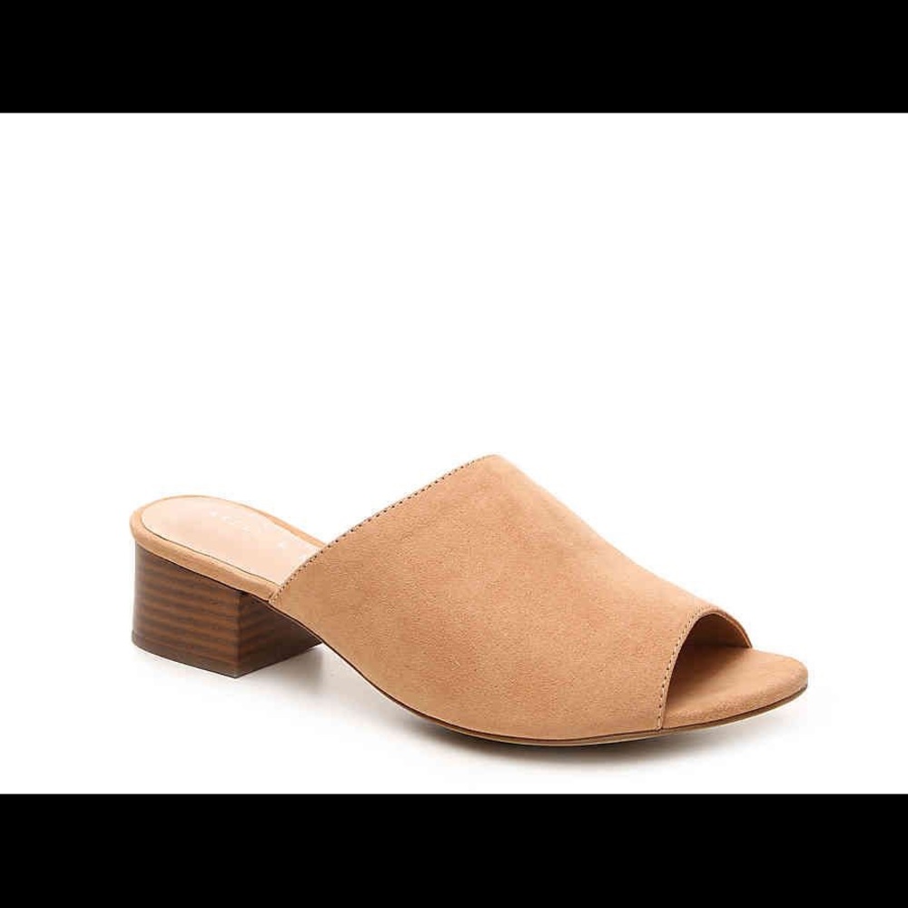 Kelly & Katie Tan Beige Suede Amour Mule Sandals
